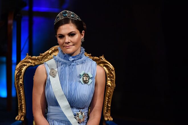 A princesa Victoria com a Tiara Kokoshnik de Aquamarinas.