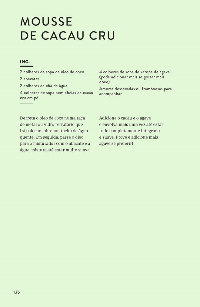 Receita: mousse de cacau cru