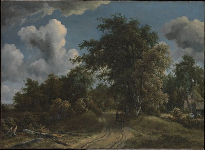 Woodland Road, Meyndert Hobbema, cerca de 1670. Exposição In Praise of Painting ‒ Dutch Masters at The Met.