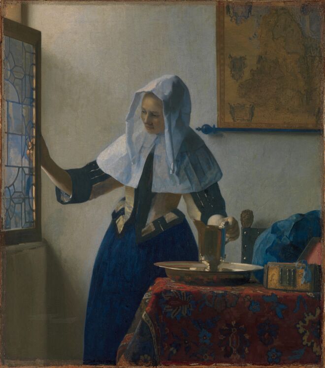 Jovem com jarro de água, Johannes Vermeer, cerca de 1662. Exposição In Praise of Painting ‒ Dutch Masters at The Met.
