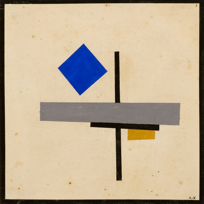  Suprematist Composition with Blue Square, Lazar Khidekel, 1921. Exposição Chagall, Lissitzky, Malevich: The Russian Avant-Garde in Vitebsk, 1918-1922.