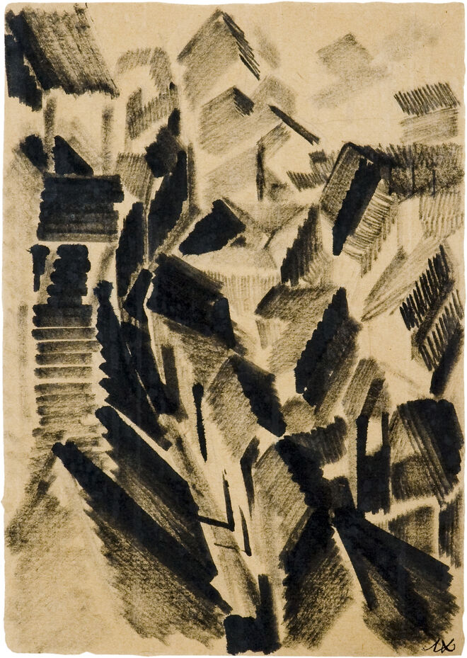 Telhados de Vitebsk, Lazar Khidekel, 1920. Exposição Chagall, Lissitzky, Malevich: The Russian Avant-Garde in Vitebsk, 1918-1922.