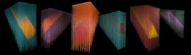 Brumas E, B, C, A, G, D, Olga de Amaral, 2013. Exposição Southern Geometries, from Mexico to Patagonia.