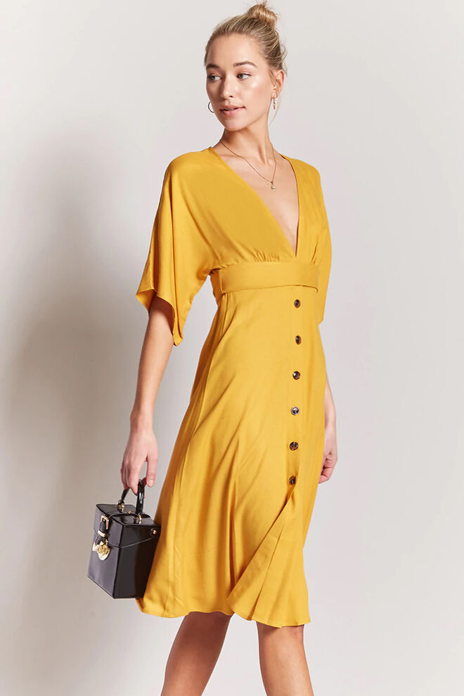 Plunging Button-Front Dress, €24, Forever 21