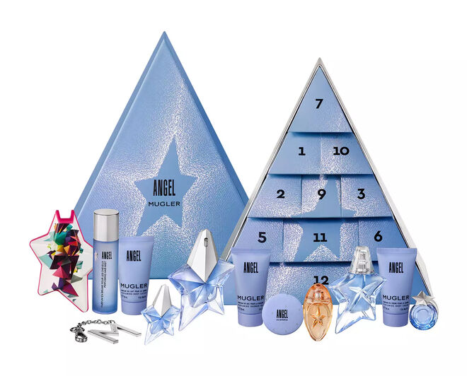 Calendário do Advento, com 12 presentes, €138, Mugler, em eu.feelunique.com