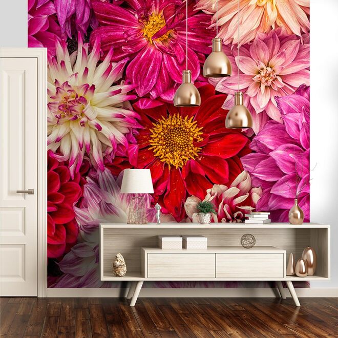 Jardim vertical - Papel de parede Pink Delight Dahlias da colecção Curious, €199 (200cm x 300cm), Étoffe