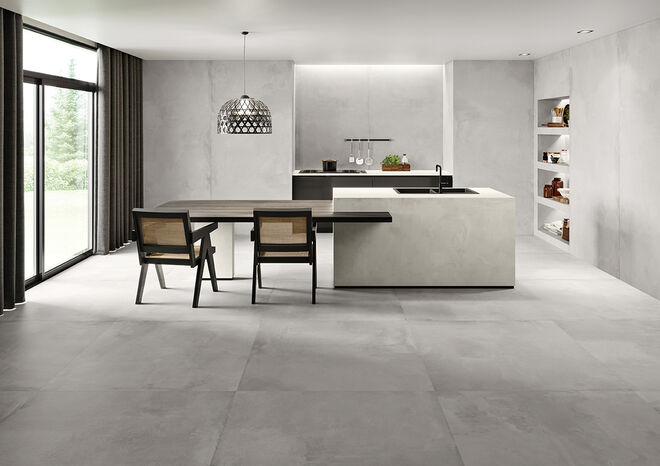 Era industrial - Pavimento em grés porcelânico da colecção Linea Tool Light Grey White, Magres 