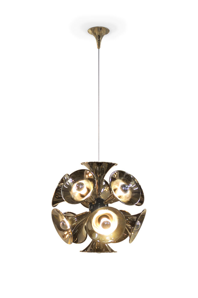 Look up - Candeeiro de suspensão Botti em aço e latão, €1370, Delightfull