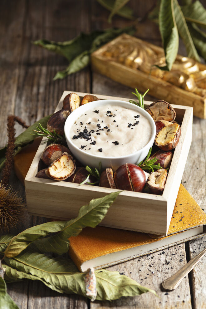 Mousse de castanha assada em duas camadas da Oficina do Duque