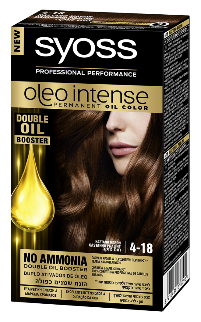 Oleo Intense no tom Castanho Praliné 4-18, €10,99, Syoss