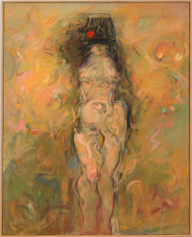 Woman Artist, Woman, Standing, 1985/87. Dorothea Tanning. Detrás de la puerta, invisible, outra puerta, no Museo Nacional Centro de Arte Reina Sofia, em Madrid.