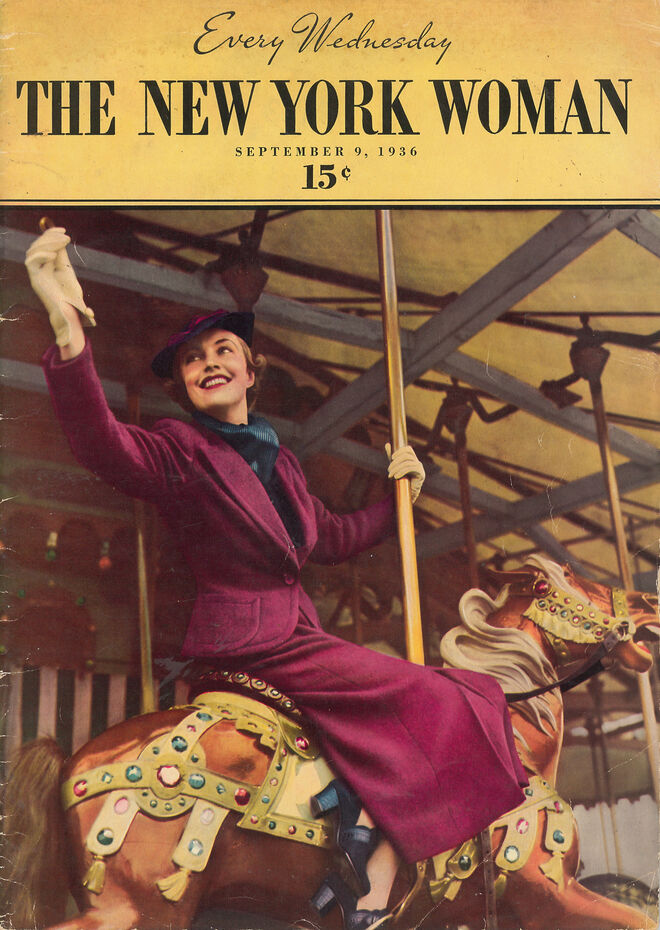Capa da revista The New York Woman, 9 de setembro, 1936.Night and Day: 1930’s Fashion and Photographs, no Fashion and Textile Museum, em Londres.