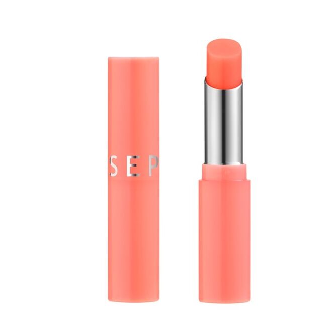 Bálsamo de lábios revelador de cor no tom 102 Unique Orange, €13,55, Sephora Collection