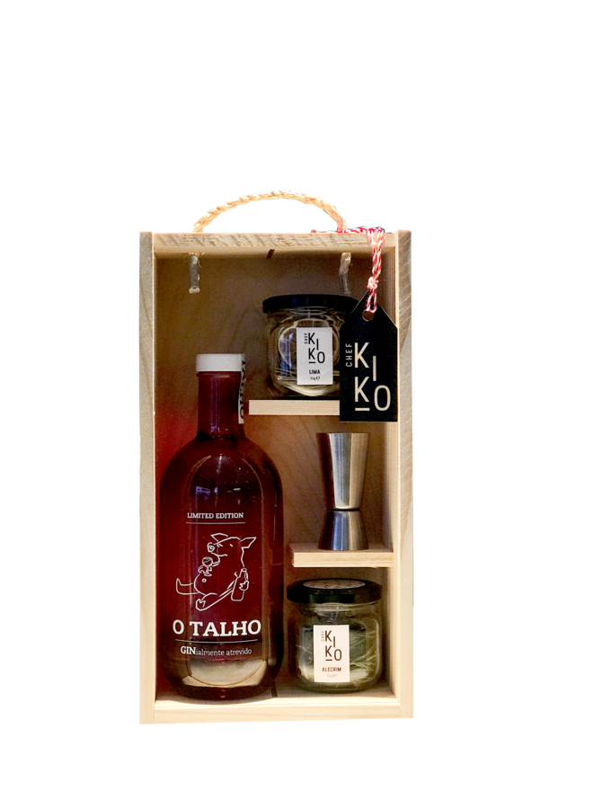 Gin Box do Chef Kiko, com lima desidratada + alecrim +Gin d’O Talho + doseador, n'O Talho
