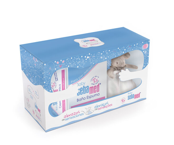 Cesta Doudou Passo a Passo com gel de banho, leite corporal e creme bálsamo, €25,95, Sebamed