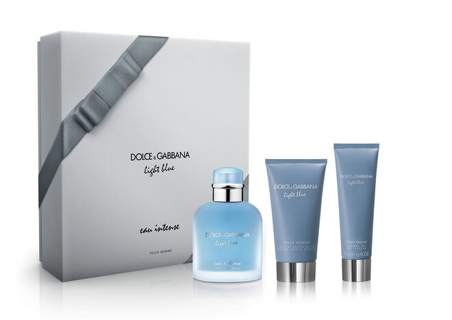 Light Blue Pour Homme Eau Intense 100 ml + pós-barba 75 ml + gel duche 50 ml, €84, Dolce & Gabbana