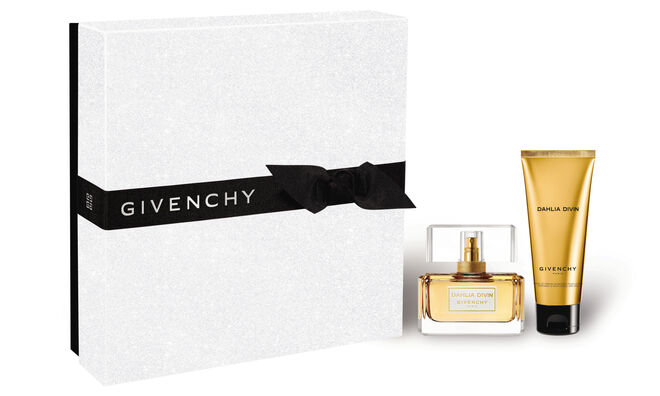 Dahlia Divin eau de parfum 50 ml + Skin Dew 75 ml, €94, Givenchy