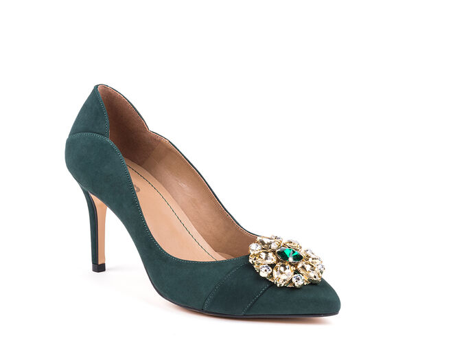 Sapatos de salto alto em nobuck verde, €89,90, Zilian