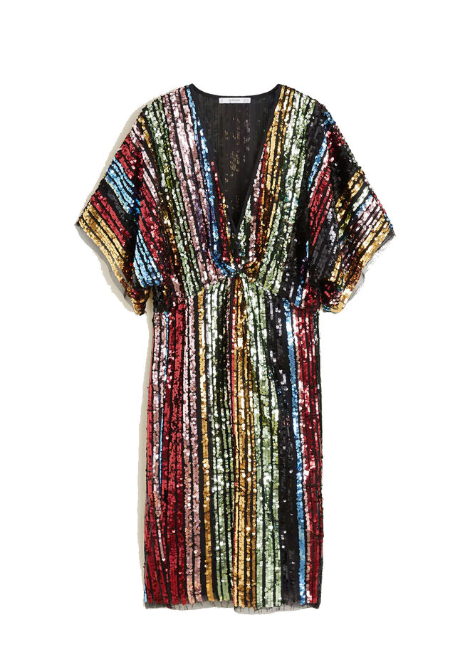 Vestido lantejoulas, €79,99, Mango