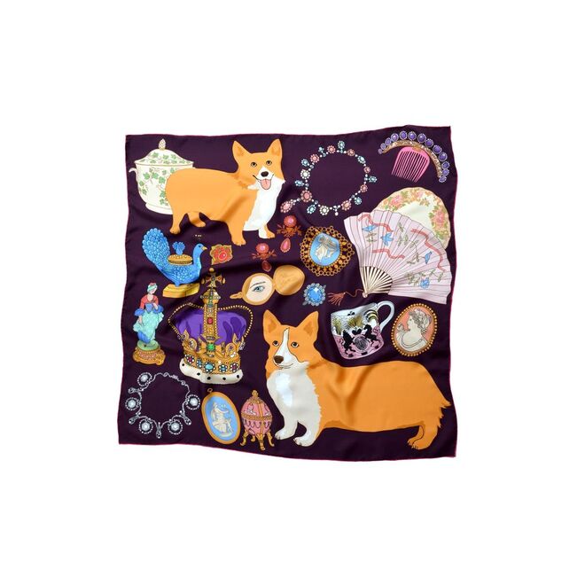 9. Lenço com símbolos da família real. Lenço em seda Oh So Royal de Karen Mabon (designer e ilustradora), aproximadamente €105, em www.royalcollectionshop.co.uk. 