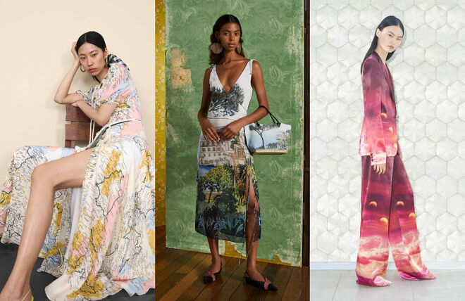 A mais veraneante de todas estas tendências é certamente a inspiração em paisagens e em temas de viagem para estampados. Entre vegetação exótica, o pôr-do-sol, destinos marítimos e até o mapa-mundo, é possível buscar inspiração para as férias dentro do guarda-roupa.