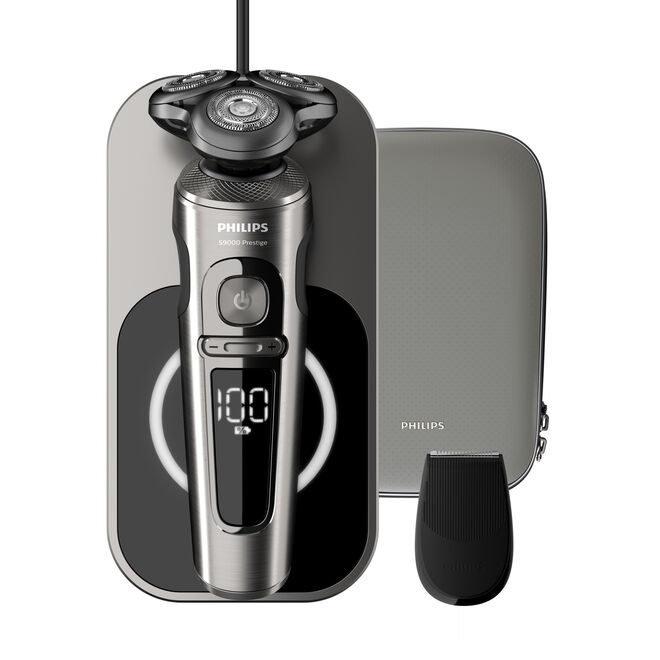 Máquina de barbear elétrico com base de carregamentos sem fios S9000 Prestige, €449,99, Philips