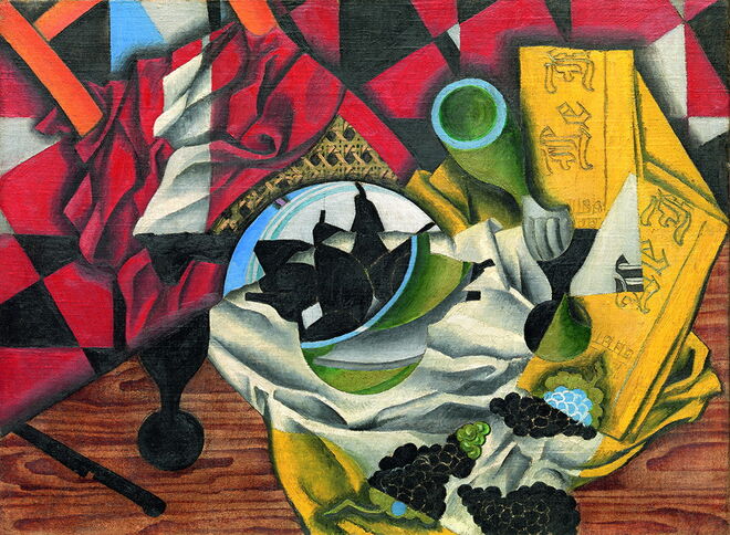 Poires et raisins sur une table, de Juan Gris, 1913. Le Cubisme.