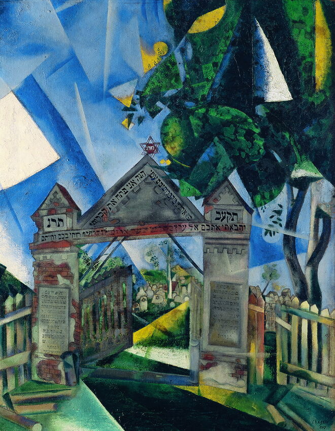 Les Portes du cimetière, de Marc Chagall, 1917. Le Cubisme.