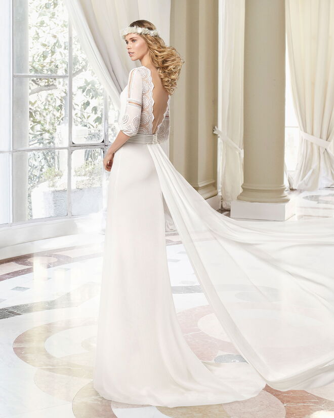 Virgem (23 de agosto – 22 de setembro) | As mulheres Virgem apreciam detalhes meticulosos e trabalhos manuais e por isso o seu vestido tem de ter isso em conta. Ainda que não queiram algo demasiado vistoso, o vestido ideal será algo romântico, detalhado, simples e fluido. Tecidos delicados e técnicas complexas, mas trabalhadas em silhuetas simples e elegantes, são perfeitas para a mulher Virgem. | Rosa Clará, Maracuya