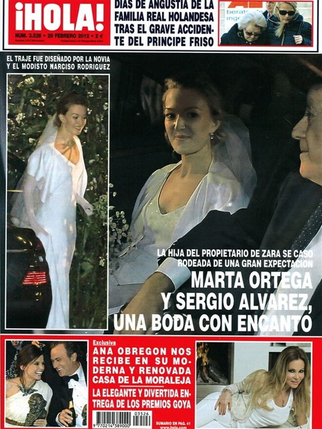Capa da revista ¡Hola! com o primeiro casamento, em fevereiro de 2012.