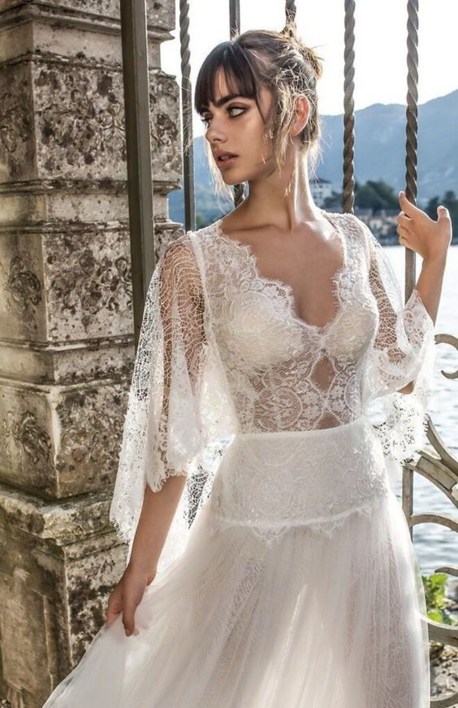 Vestidos de noiva com detalhes em renda