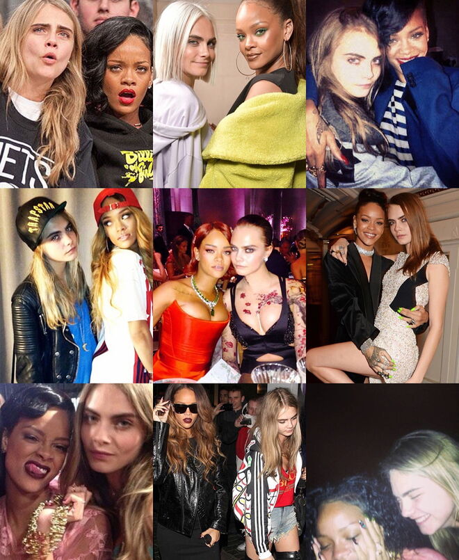 Rihanna e Cara Delevingne | No 30º aniversário de RiRi, Cara fez esta montagem de fotografias das duas e publicou no seu Instagram.