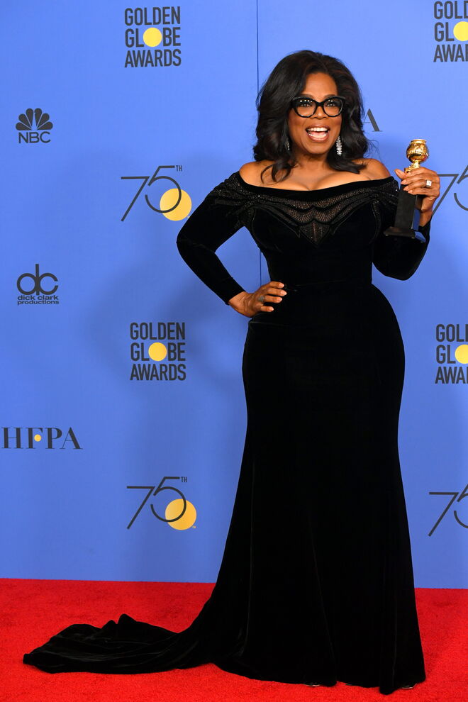 2018 | Oprah Winfrey com o prémio Cecil B. DeMille na 75ª Edição dos Globos de Ouro