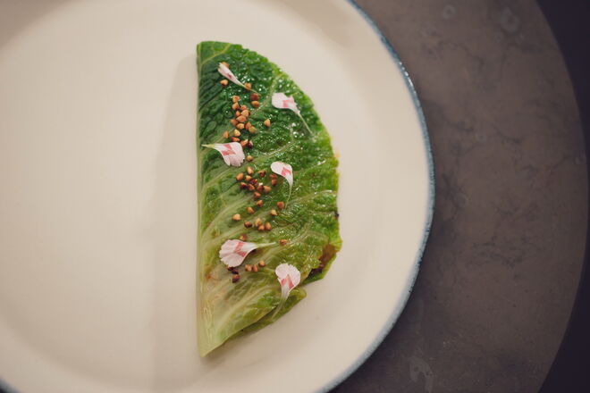 Couves, trigo sarraceno e pimentão 