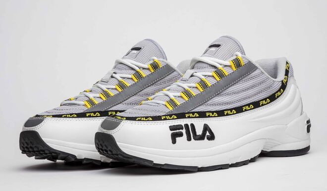 Ténis DSTR97, €120, Fila, à venda em exclusivo na Latte, em Lisboa, e na BAE, no Porto.