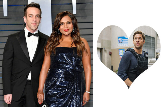 Mindy Kaling e BJ Novak (aprsentados por John Krasinski) | Inspirado por Anne Hathaway, Krasinski também juntou Mindy Kaling com BJ Novak durante as gravações de O Escritório, no entanto, o casal acabou por separar-se.