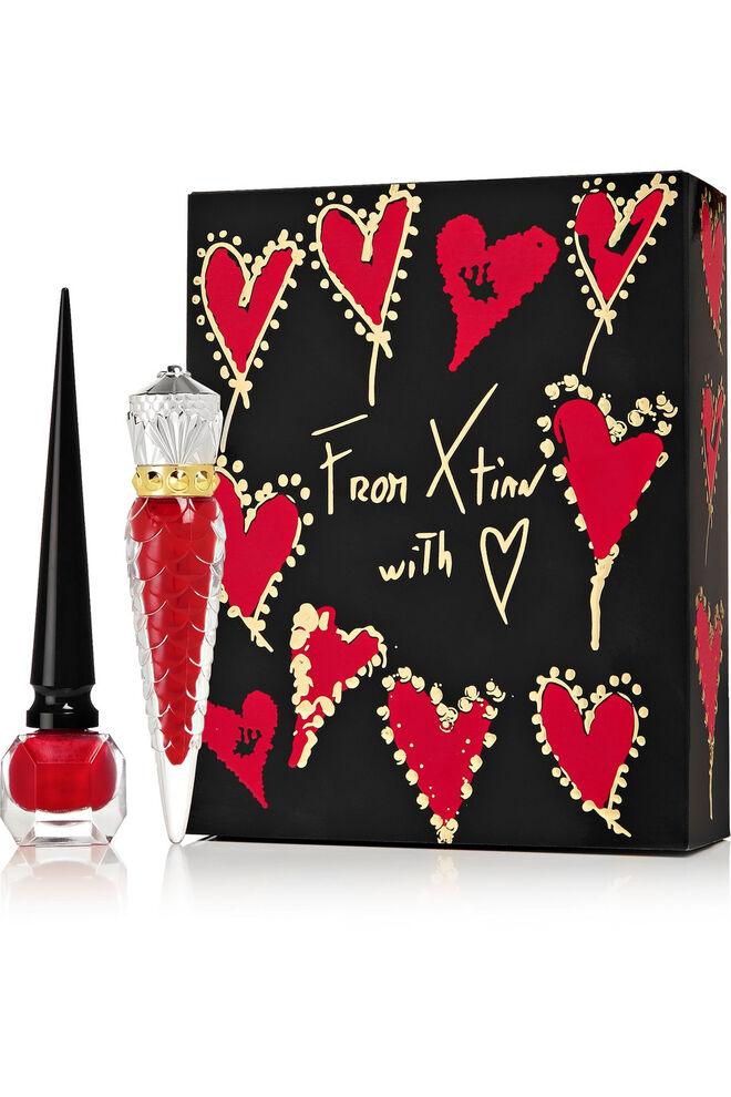Loubivalentine's Coffret Set com verniz e batom, €139, Christian Louboutin Beauty, em www.net-a-porter.com