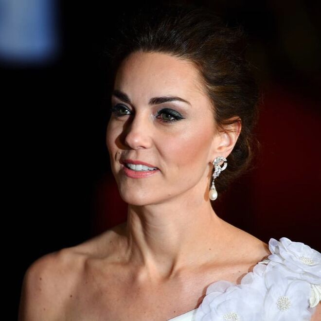 Kate Middleton com os brincos pertencentes à Princesa Diana, nos BAFTA 2019