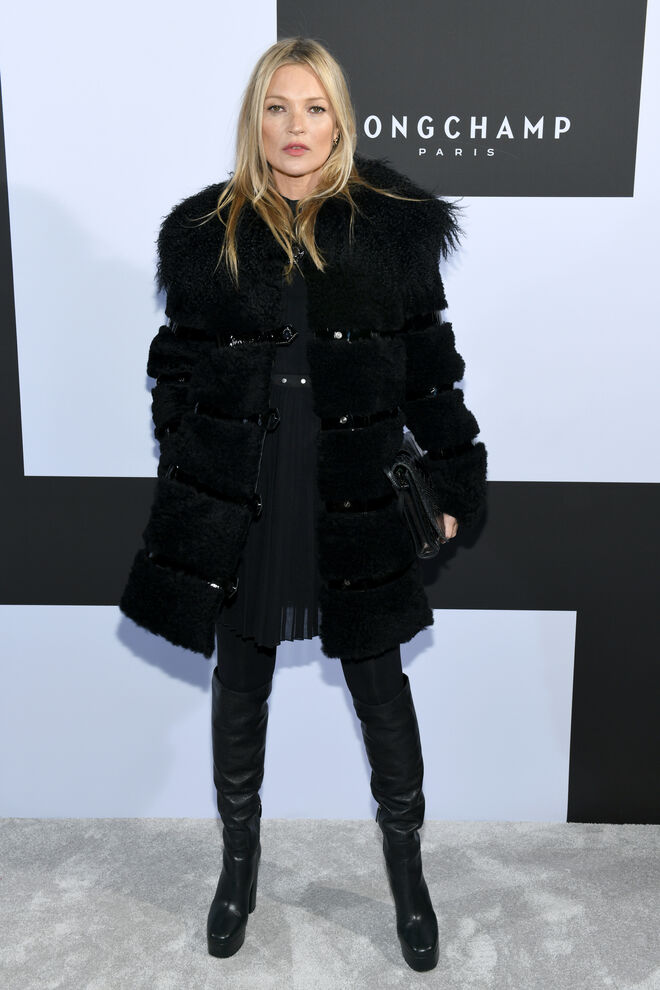 Kate Moss no desfile da Longchamp