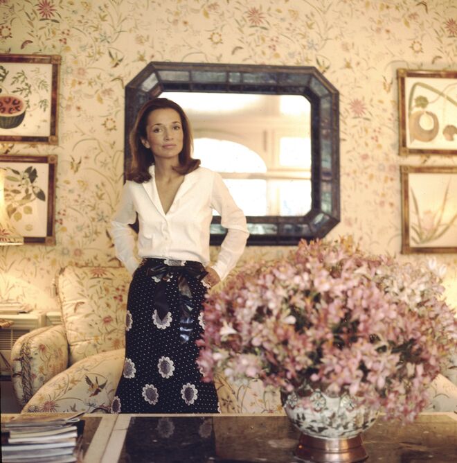 Lee Radziwill no Turville Grange, próximo a Buckinghamshire, Inglaterra, em julho de 1971