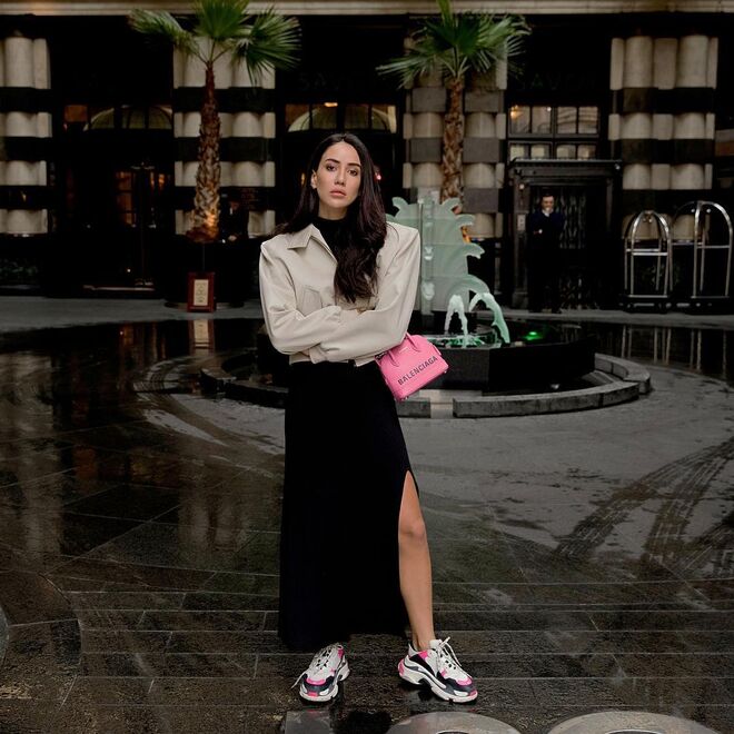 A influencer Tamara usa uns Balenciaga na Semana da Moda em Londres