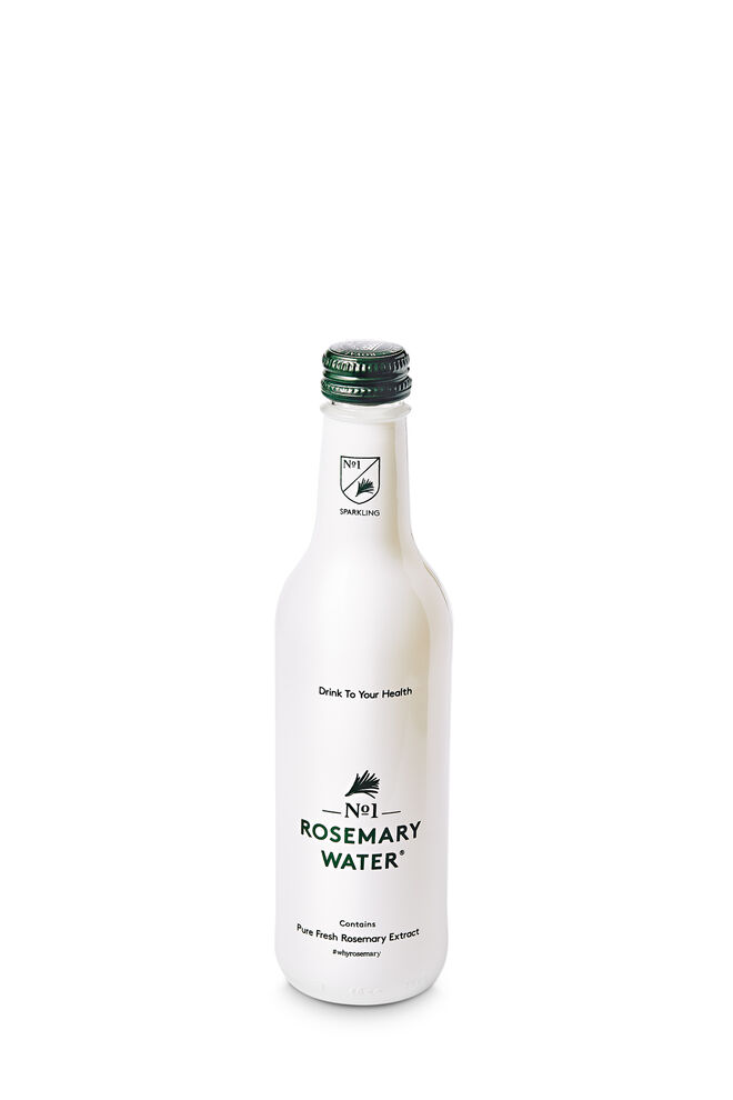 Nº1 Rosemary Water com gás (33 cl €3,95), da Inglaterra. Com inúmeras propriedades medicinais, como a melhoria da memória ou do sistema circulatório. Sem conservantes, sal ou açúcares