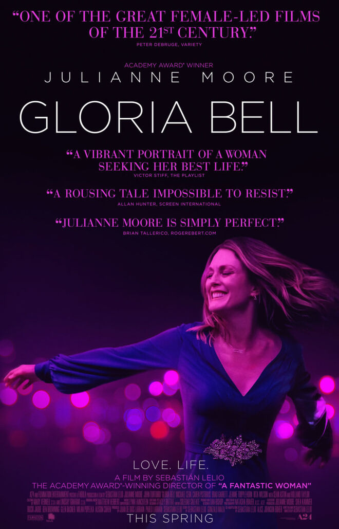 Em Gloria Bell ‒ que é um estrondoso remake de Gloria (de 2013, com a atriz Paulina García), do mesmo realizador ‒ Gloria redescobre o amor ao conhecer Arnold (John Turturro) numa pista de dança de um bar, em Los Angeles, ao mesmo tempo que se debate com os dramas que acarreta um novo relacionamento. 