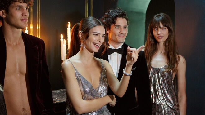 Kiko Henriques e Emily Ratajkowski behind the scenes na gravação da campanha para o Pure XS.