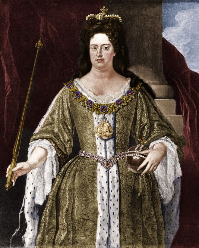 A rainha Ana da Grã-Bretanha em 1702. Quadro pintado por John Closterman, exposto na National Portrait Gallery, em Londres
