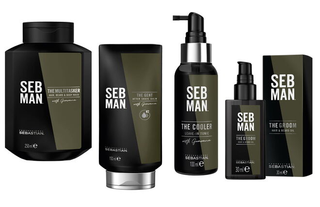 3 em 1 The Multitasker, 250 ml, €14,30, after shave balm The Gent, 150 ml, €18,80, leave-in tonic The Cooler, 100 ml, €30,30, óleo para cabelo e barba The Groom, 30 ml, €23,90, Sebman, nos salões e barbearias