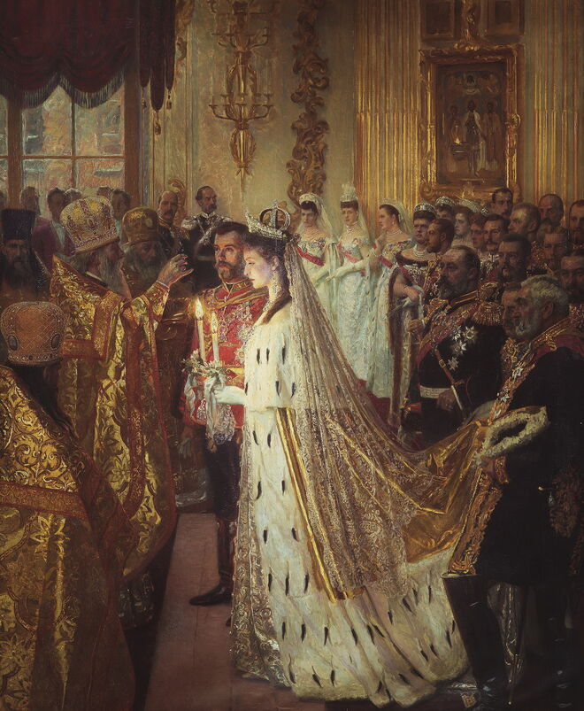 O casamento de Nicolau II, Czar da Rússia, a 26 de novembro de 1894, Laurits Regnen Tuxen, 1896.