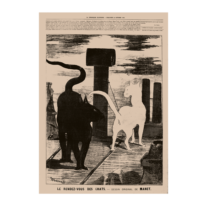 O encontro dos gatos, Èdouard Manet, 1869, litografia.