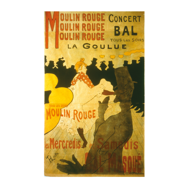 Moulin Rouge, La Goulue, Henri de Toulouse-Lautrec, 1891, litografia.