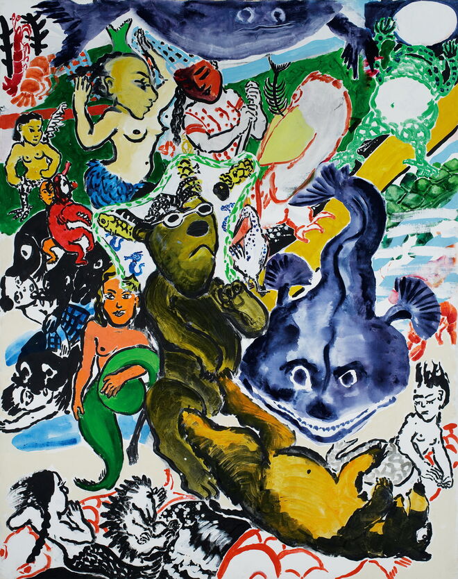 O urso afogado, da série dentro e fora do mar, Paula Rego, 1985.